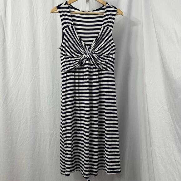Boston Proper Sleeveless Dress Small Nautical Navy Blue White Striped Twist - Picture 1 of 10